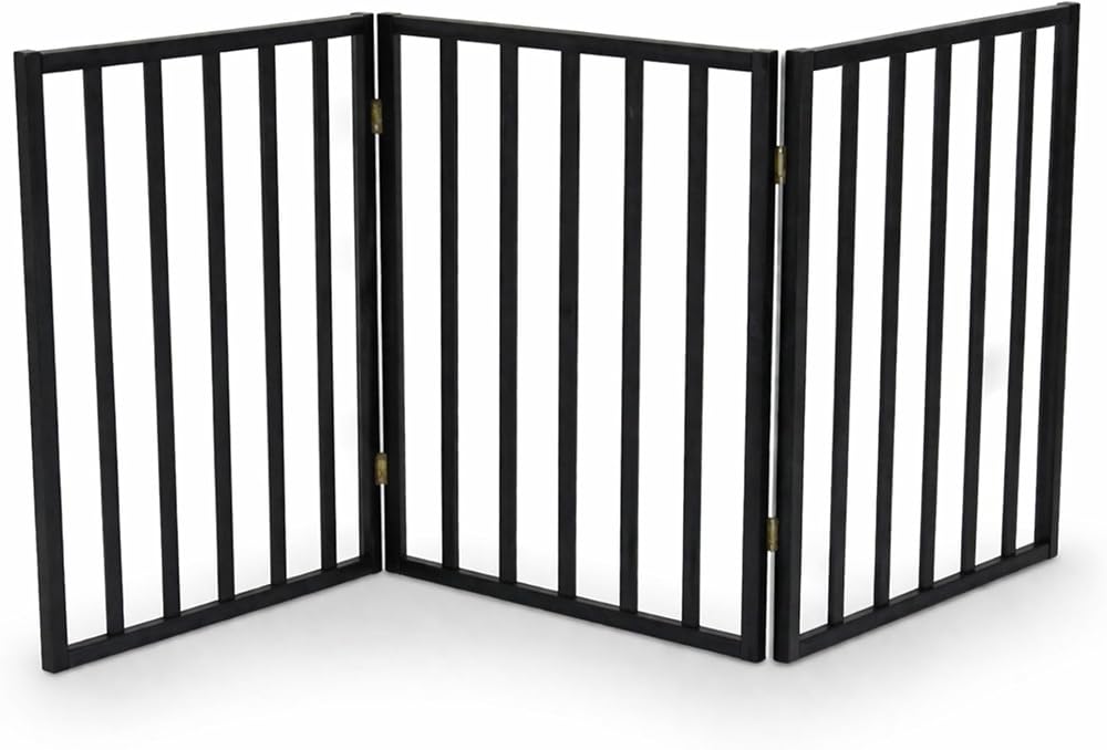 Oypla Black Dog Safety Folding Wooden Pet Gate Portable Indoor Barrier