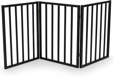 Oypla Black Dog Safety Folding Wooden Pet Gate Portable Indoor Barrier