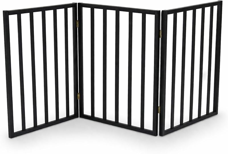 Oypla Black Dog Safety Folding Wooden Pet Gate Portable Indoor Barrier