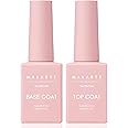 Makartt Gel Top Coat and Base Coat Kit: Clear Gloss Shiny No Wipe Stain Resistant General Top Coat Nail Polish UV and Primer for Acrylic Nails Dip Powder Gel Nail Polish Beauty Gift
