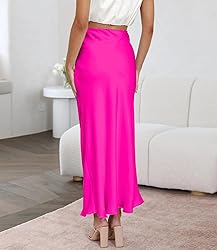 Outoshe Women's Satin High Waisted Maxi Skirts