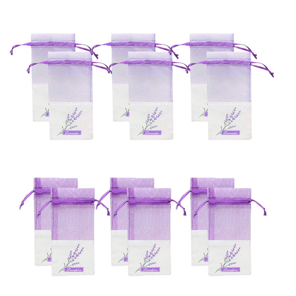 Geila 12pcs Sachet Empty Bags Purple Drawstring Gauze Cotton-ramie Sacks for Lavender, Spice and Herbs (Drawstring Bag)