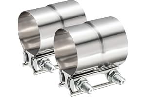 TIROL 2.25 Exhaust Clamp, 2.25 inch Lap Joint Band Stainless Steel Muffler Clamp for Joining 2.25" OD to 2.25" ID Exhaust Pipe, Muffler Pipe 2Pcs