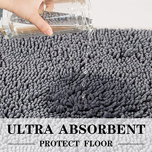 SONORO KATE Bathroom Rug,Non-Slip Bath Mat,Soft Cozy Shaggy Durable Thick Bath Rugs for Bathroom,Easier to Dry, Plush Rugs for Bathtubs, Rain Showers and Under The Sink (Dark Grey, 32\