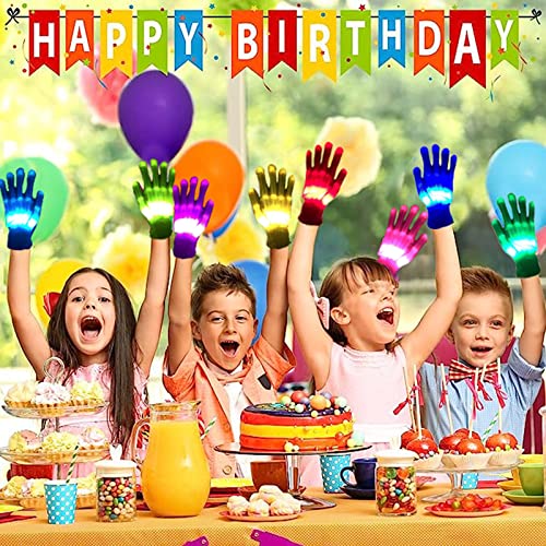 Kids Toys 12 Colors LED Gloves Cool Toys Gifts for Age 5-7 8-12 Years Old Boys Girls Stocking Stuffers Kids Teens Christmas Halloween Costumes Light Up Gloves Birthday Parties Gifts (1 Pair M)