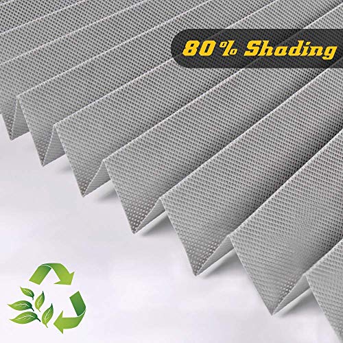 SEEYE Blackout Temporary Blinds Cordless Shades Fabric Pleated Fabric Shade Easy to Cut and Install, 36"x72" - 2 Pack, Grey，with 4 Clips - Thumbnail 4