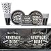 Vintage Dude Party Supplies Pack for 16 Guests Includes: Straws, Dessert Plates, Beverage Napkins, Cups, and Tablecover (Bundle for 16)