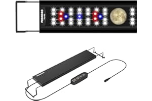 PRONORO Aquarium Light, LED Full Spectrum Freshwater Aquarium Lights, Daylight/Moonlight Mode and stepless dimmable, Fish Tank Light with 6h/9h/12h Timer and Auto ON/Off (M 12-17 in)