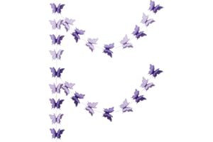 zilue Butterfly Banner Decorative Paper Garland for Wedding Baby Shower Birthday Party Theme Decor 110 Inches Pack of 2 Pieces Light Purple