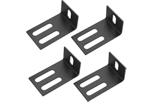 SYBDXJ 4 Pcs Adjustable Right Angle Brackets, L Brackets for Wood, Black L Brackets for Shelves with 3 Slots, L-Shape Corner Braces, Mounting Support Brackets for Fixing Furniture Timber, 4-1/2x2x2-5/8 in