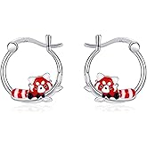 Red Panda Earrings Sterling Silver Red Panda Jewelry Animal Earring Hoop Earrings for women