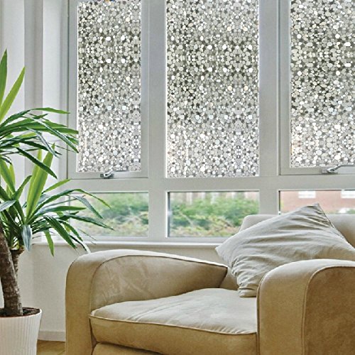 Leyden 24-by-72-Inch Cut Glass Cobble Pattern No-Glue 3D Static Decorative Glass Window Films