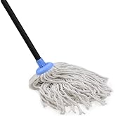 Indoor Mop for Floor Cleaning - Cotton Mops for Floor Cleaning, Regular Mop for Floors, 49-inch Simple Mops for Cleaning Living Rooms, Bathrooms, and Kitchens. (White&amp;Blue)