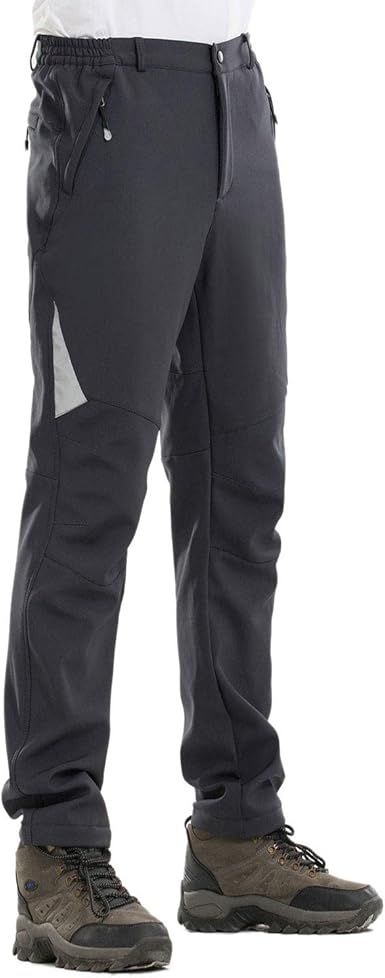 7VSTOHS Hombres Fleece Impermeable Pantalones de Senderismo Pantalones
