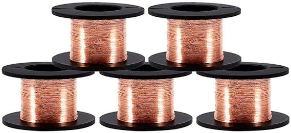 5 Rollos de 0.1 mm en Diámetro Cobre Alambre esmaltado Alam