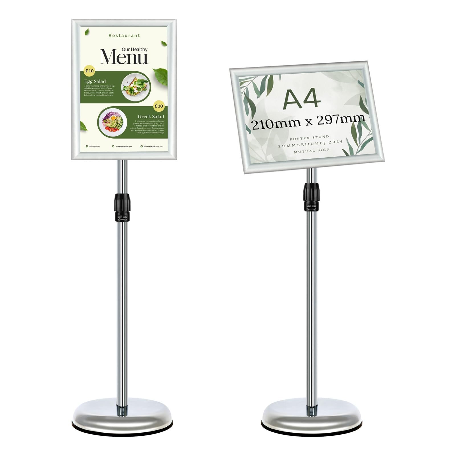 Mutualsign A4 Poster Stand Display Sign Holder Snap Frame Sign Stand Advertising Sign Holder for Wedding/Show/Display/Advertising/Sales(Sliver) — image 1