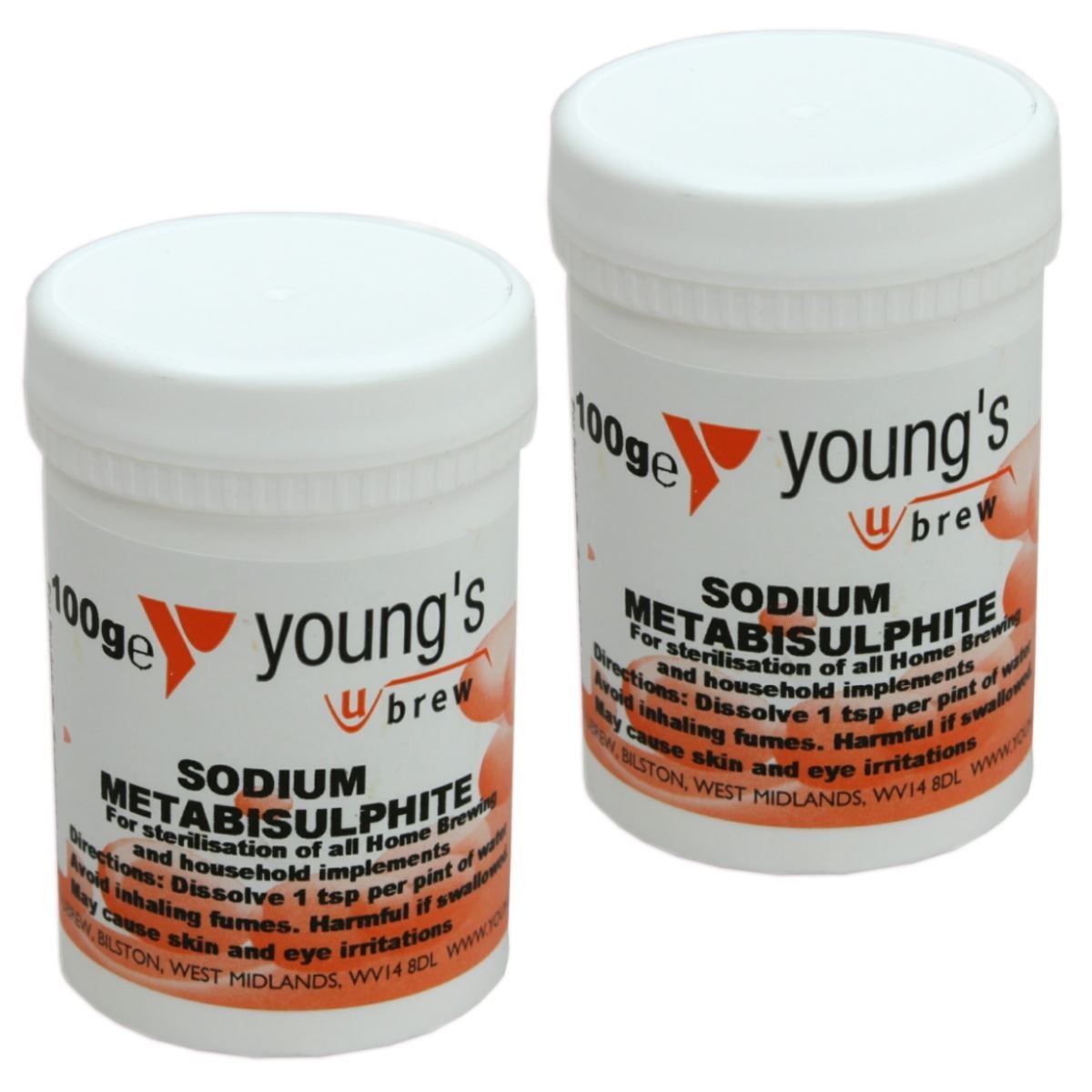 2x Sodium Metabisulphite 100g Youngs - Home brew Beer & Wine Making Chemicals