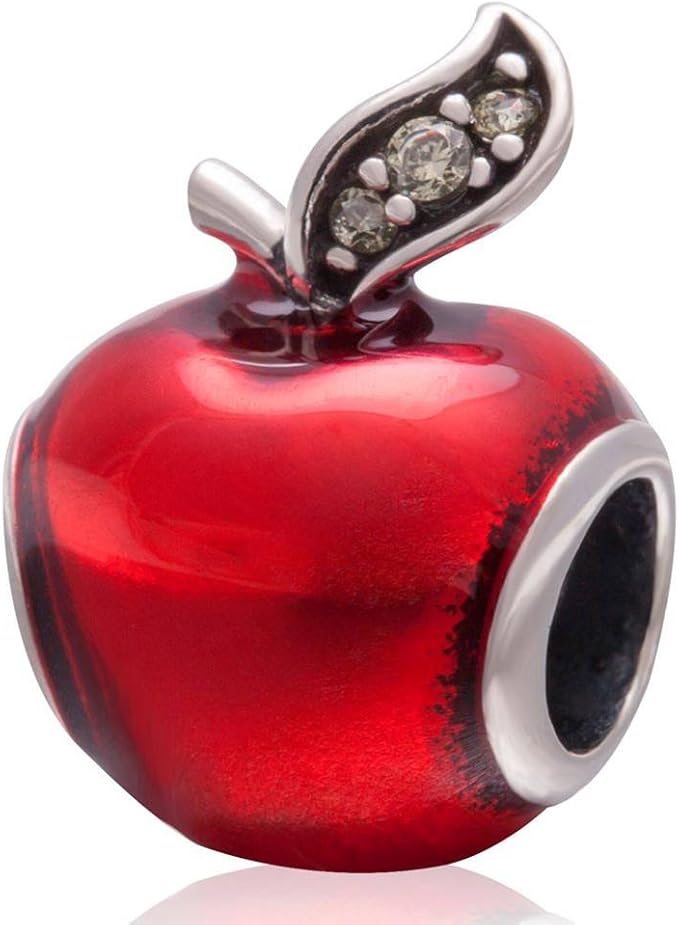 4 Images 1 Mot Pomme Argent Perle charme en forme de pomme en argent sterling 925 et émail rouge
