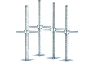 BGTLGIO Scaffold 24" Adjustable Leveling Galvanized Screw Jack with Base Plate, 4 Pack