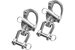 RANYUSS Pair of Swivel Eye Snap Shackle Quick Release Bail Rigging Sailing Boat Marine 316 Stainless Steel for Sailboat Spinnaker Halyard