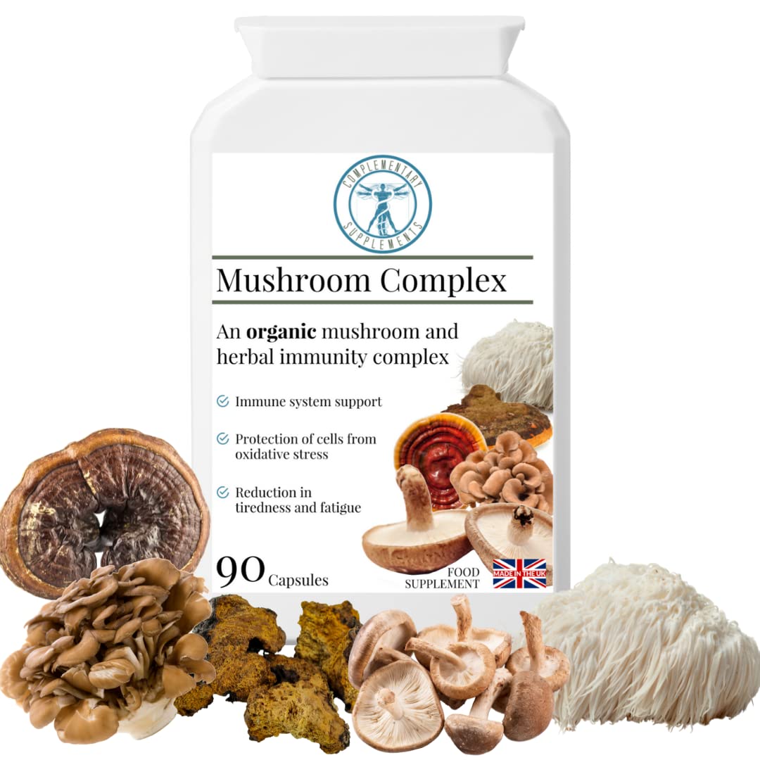 Complementary Supplements - Organic Mushroom Complex - Immune System & Energy Support - Traditional Herbal TCM Adaptogen Blend – Maitake, Chaga, Shiitake, Reishi, Lion's Mane, 90 Capsules