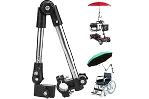Wheelchair Umbrella Holder, Wheelchair Stroller Umbrella Attachment Handle Bar Holder Clamp Supporter Connector