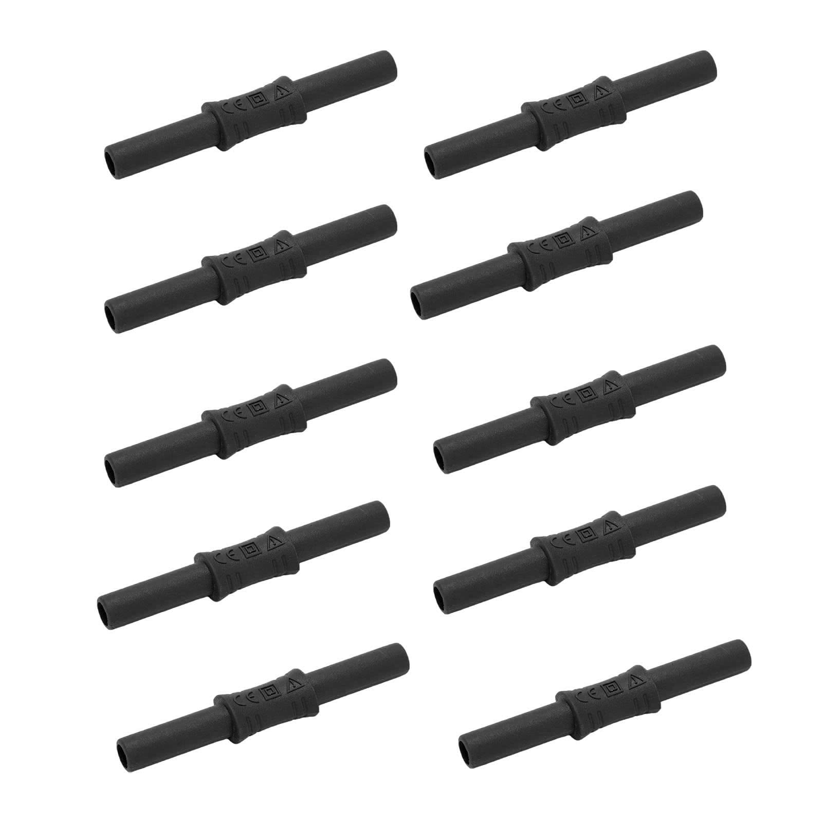 Eujgoov 10PCS J.20009 Insulated Banana Connector Female to Female Banana Coupler Banana Plug Extension Adapter 4mm (Black)