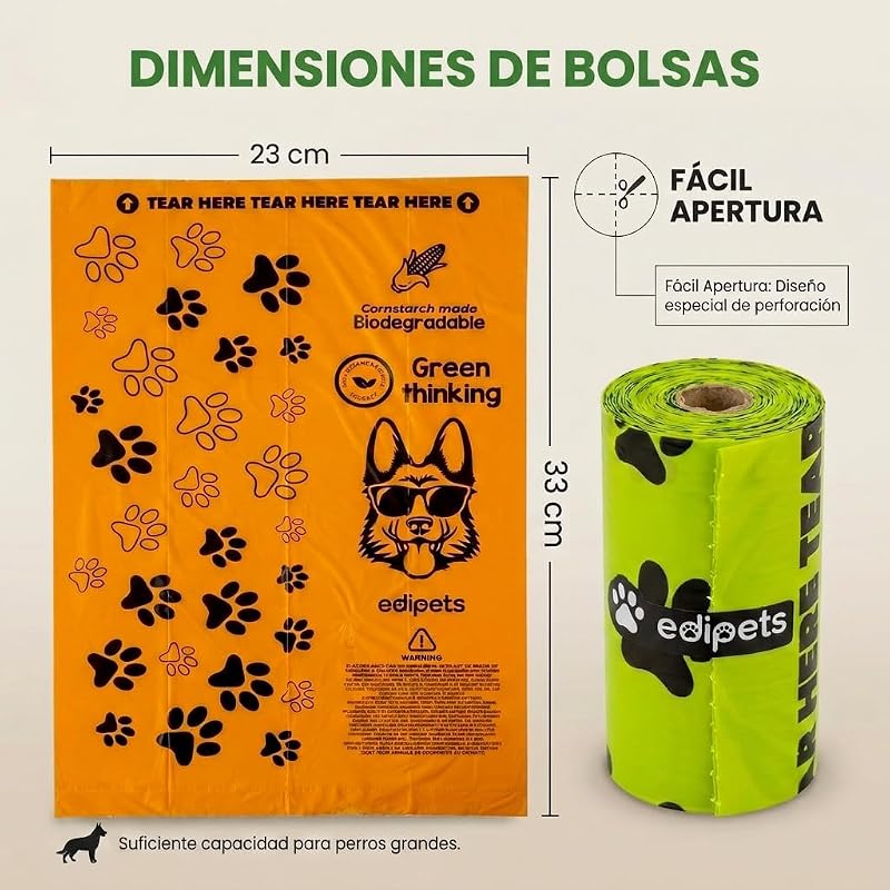 , sacos de cocó de cão, biodegradáveis, 405 ou 540 unidades, extra espessos, à prova de fugas, sacos de cocó de cão, sacos de cocó de cão, saco de cocó de cão (36 rolos / 540 unidades)