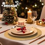 HEYOMART Round Placemats Set of 6 38cm Glitter Braided Woven Heat Resistant view 3