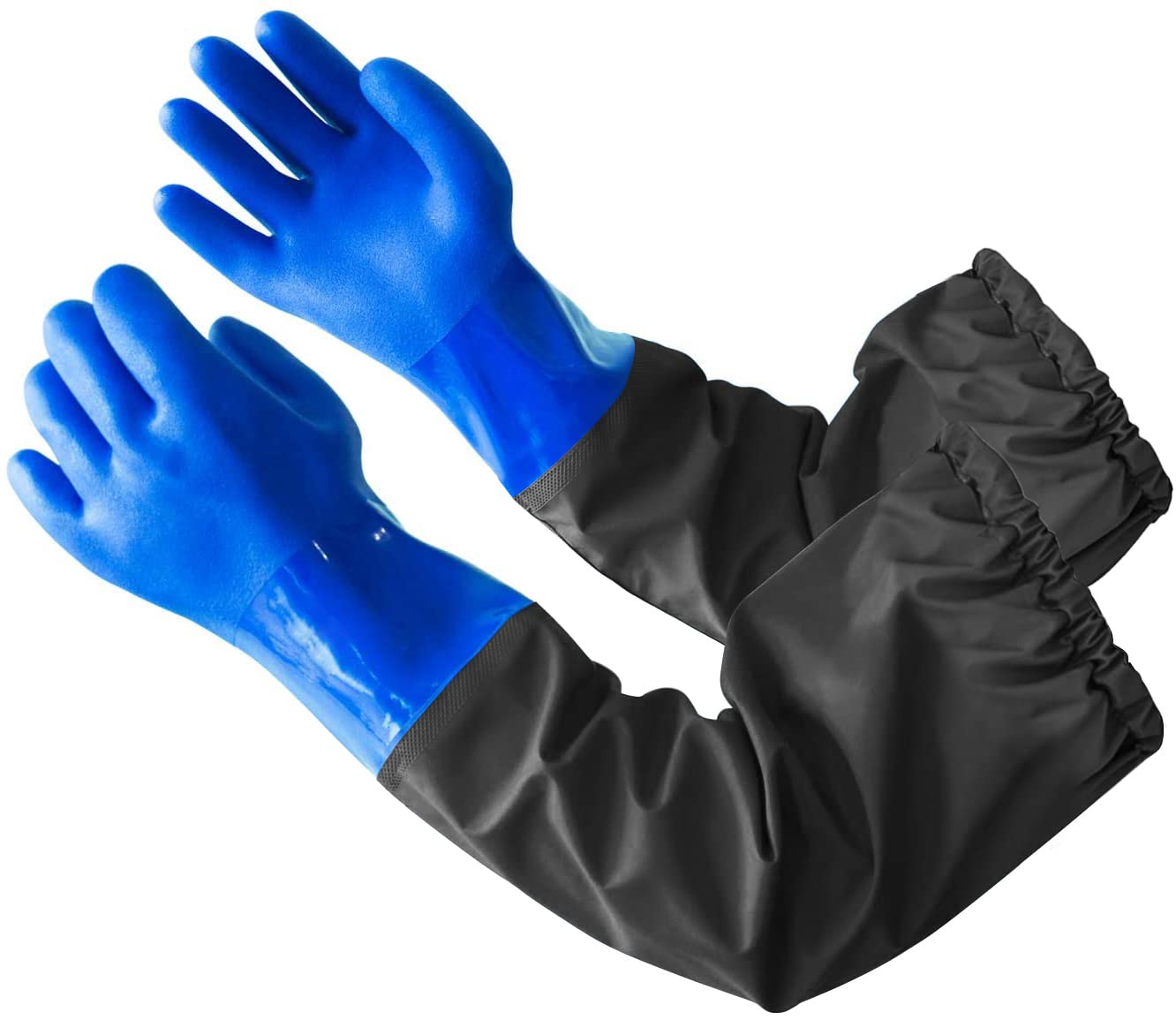 Eiito Pond Long Rubber Glove - Waterproof Elbow Length, 25-inch Drain Cleaning, Extra Long Sleeve Full Arm for Men