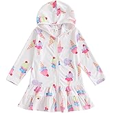 Mubineo Toddler Girl Long Sleeve Swimsuit Cute Beach Dress Floral Cover Ups Ruffle Bathing Suit Cover Up Kids Swimwear
