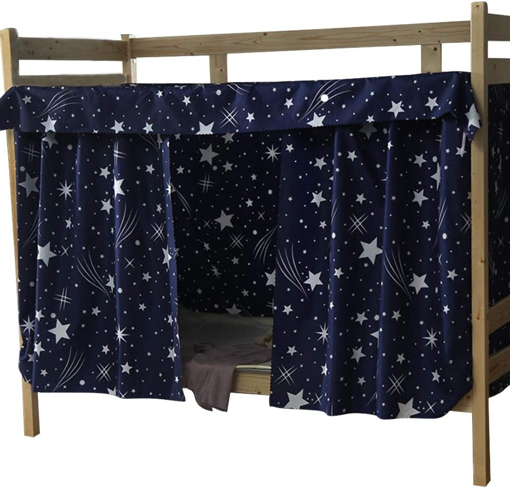 YAHUIPEIUS Bunk Bed Curtain Dormitory Shading Cloth (3 pcs + top Cover, Navy)