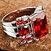 Psiroy 925 Sterling Silver Plated Created Garnet Filled Knuckle Wide Band Ring Size 10