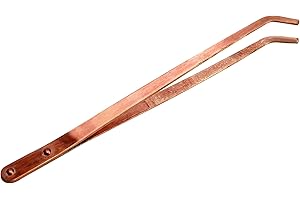 TAURISH Copper Tongs 8.5 inches Curved Tip Ideal for Jewelry Making, Soldering, Acid Baths & Pickling Tools