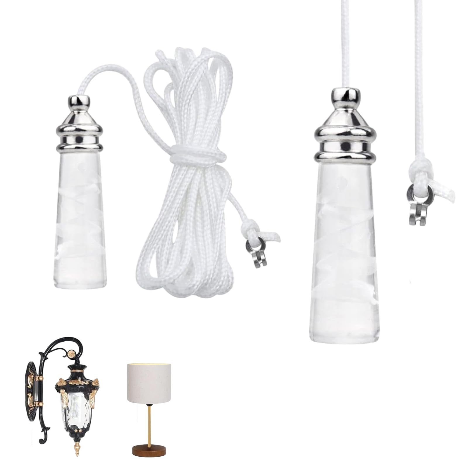 wodehaainiyibeizi 2Pcs 150cm Cord Connector for Bathroom Toilet Light Ceiling Light Fan Switch Connector bathroom light switch Bathroom light drawstring crystal bathroom light pull cord