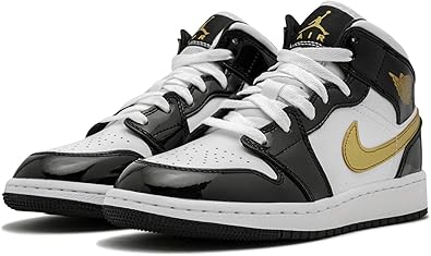 air jordan 1 mid se gs black metallic gold white