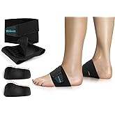 Xshum Arch Support Braces for Plantar Fasciitis Relief, Adjustable Compression Bands with Removable Gel Arch Inserts for Fallen Arches, High Arch, Flat Feet, Feet Pain Relief - Black