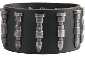 Jeilwiy Punk Leather Wristbands for Men Bracelets Handmade Wide Cuff Bangle Braided Jewelry Black Brown Adjustable - Punk Father's Gifts