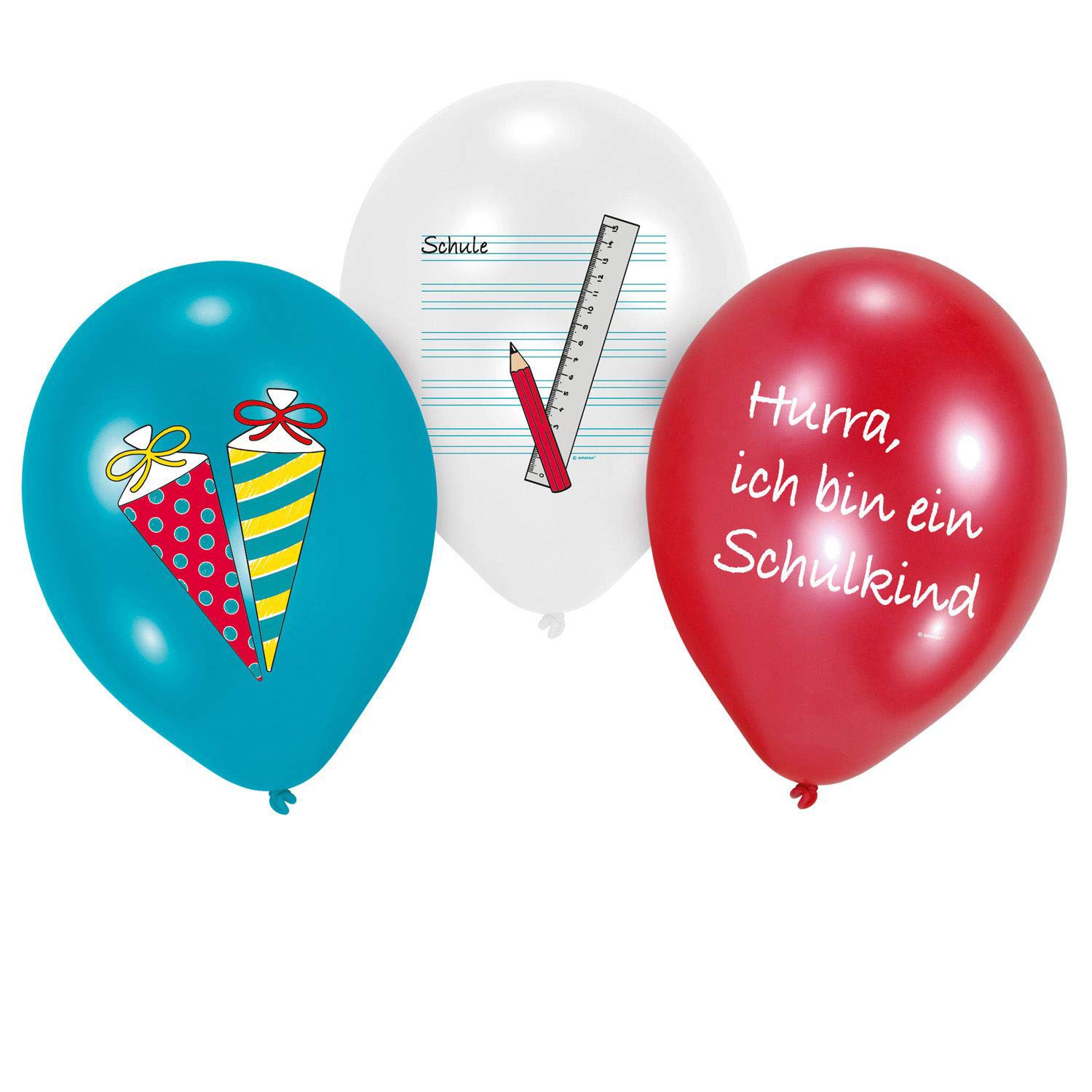 amscan 9904416 My School Start Latex Balloons, Multi-Colour
