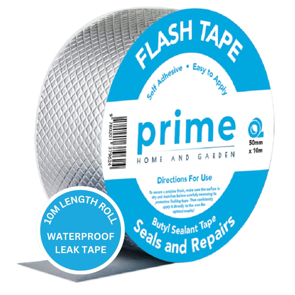 Butyl Flash Tape 50mm(5cm) x10m for Roof and Waterproof Tape for Leaks Repair Aluminum Coating Flashing Repair Sealant Seal Strip for Repairing Roof Crack, Gutter and Holes - 2 Inch