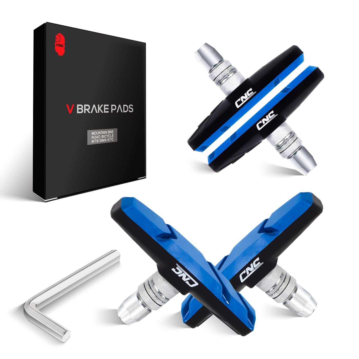 CNCLOL Bike V Brake Pads, Bicycle V Brake Blocks，55/70mm Cantilever Brake Shoes Pads for Mountain/Road/Kids/MTB/Children's/Cycle Bike..Black blue