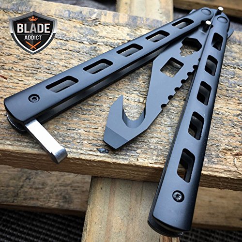 Practice BALISONG METAL BUTTERFLY BOTTLE OPENER Trainer iCareYou Knife BLACK