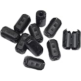 Pack of 10 Snap on Ferrite Core Bead Choke Ring Cord RFI EMI Noise Suppressor Filter for USB/Audio/Video Cable Power Cord Black (7mm)