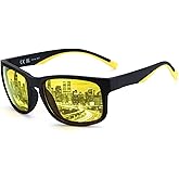 ZENOTTIC Night Vision Glasses for Men: Anti Glare Driving UV400 Yellow Lens | Square TR90 Frame, Flexible Lightweight, 25g Ultralight, Driver Nighttime Cycling Riding Motorcycle Fog Rain Cloudy, Gift Box
