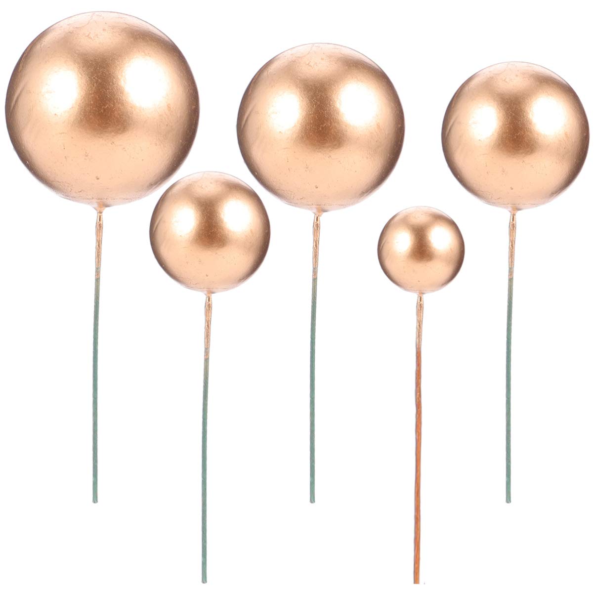 TOYANDONA 30 Pcs Balloon Cake Toppers, Gold Foam Cupcake Toppers Pearl Cake for Birthday Party Cake Decorations