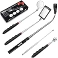 Preciva 5PCS Magnetic Telescoping Pick-up Tool Kit with 15lb &1lb Pick Up Rod, Round & Square 360 Swivel Adjustable Inspection Mirror and Telescoping Flexible LED Flashlight (Batteries Included)