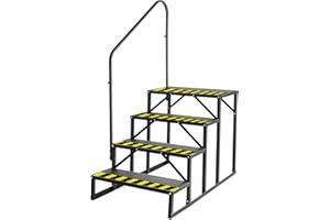 ZBPRESS RV Steps with Handrail,4 Steps Hot Tub Steps with Handrail, RV Stairs,Mobile Home Steps (4 Steps with 1 handrail)