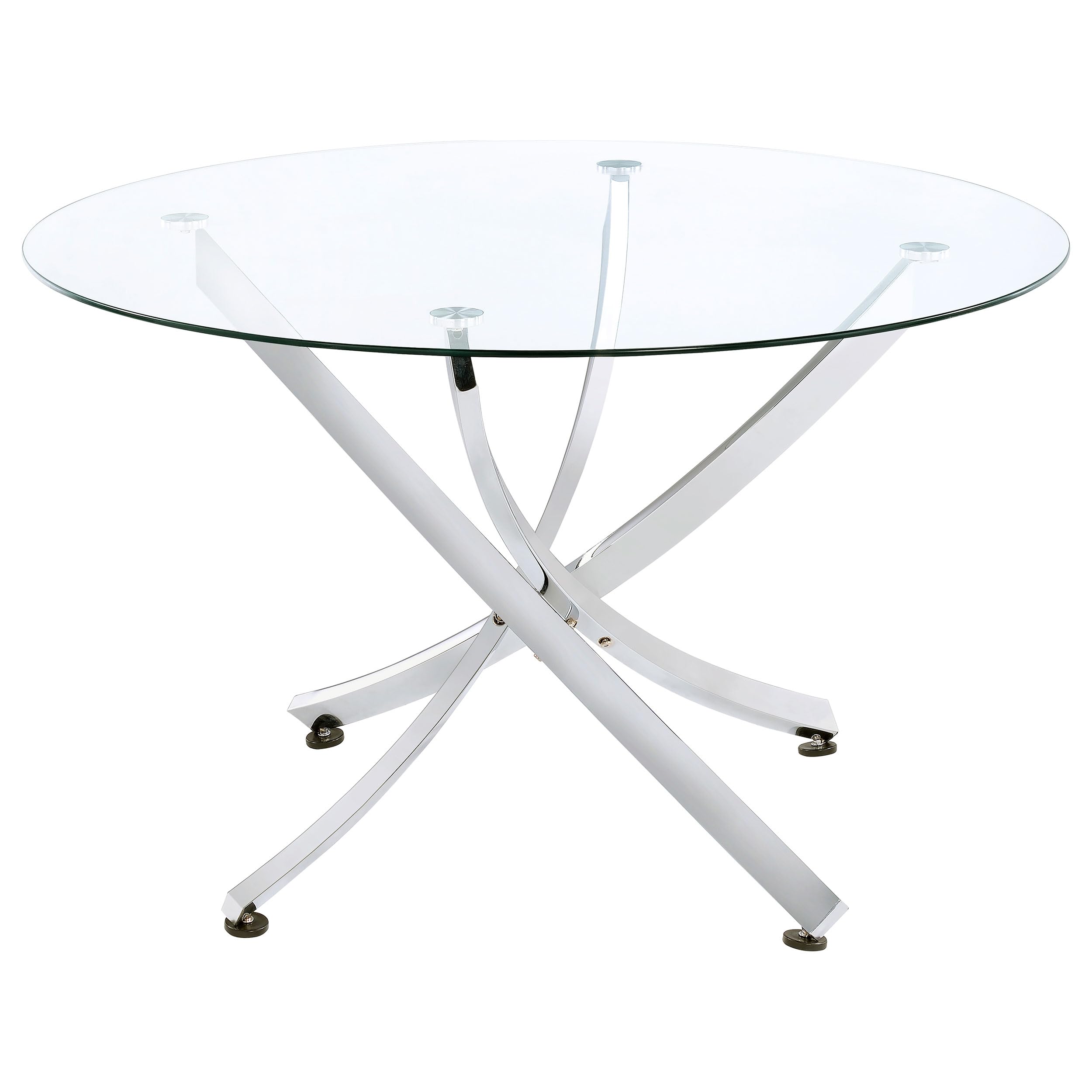 Photo 1 of ****NO GLASS***
Coaster Home Furnishings Beckham 46" Round Dining Table with Glass Top and Asterisk Metal Base, Sculptural Modern Glass Dining Table for Kitchens, Chrome