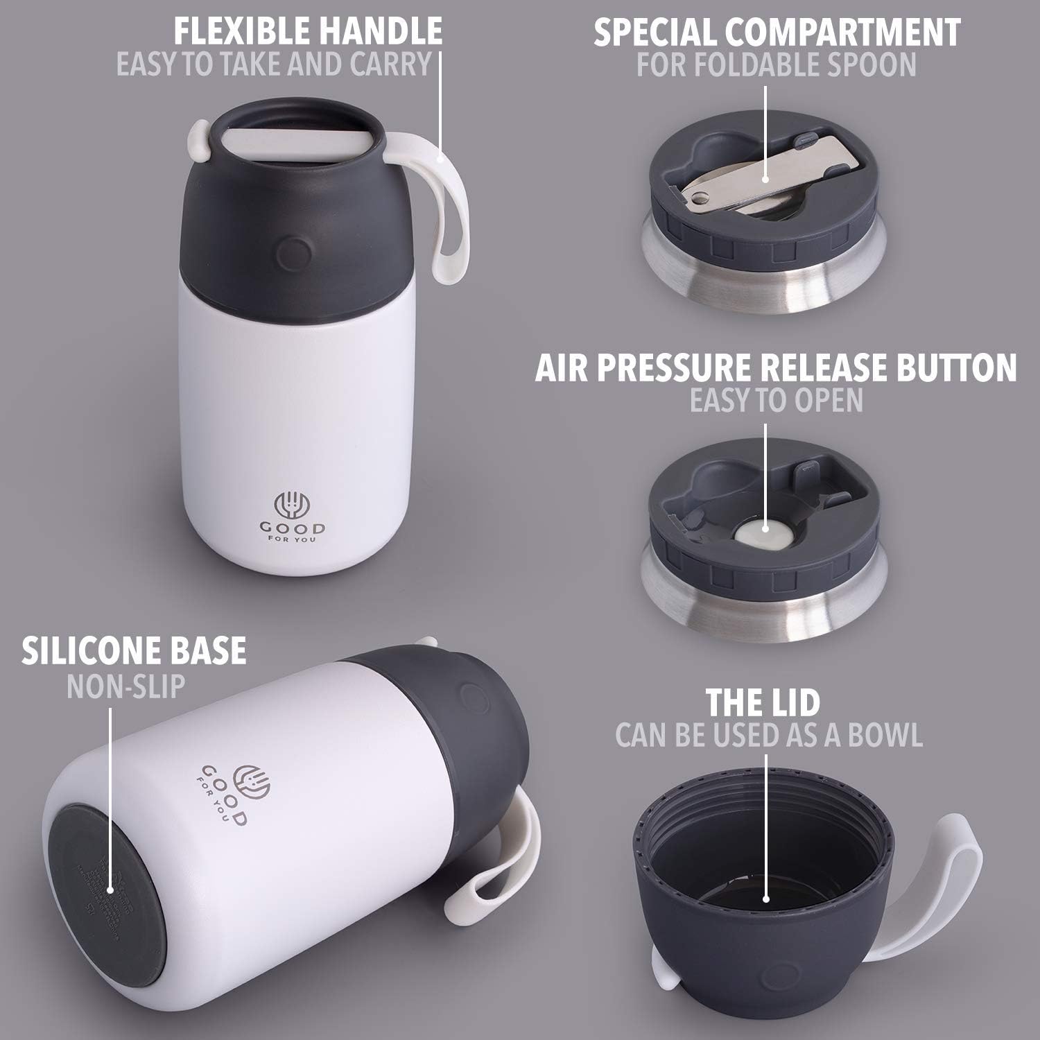 GOOD FOR YOU, Thermal Food flask for hot food Soup containers, ideal as a thermal lunch box - Image 5