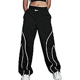 Zontroldy Cargo Pants Women Parachute Pants Y2K Baggy Casual High Waist Wide Leg Track Pants Streetwear